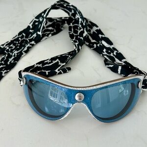 Roberto Cavalli Blue Shield Silk Scarf Wrap Sunglasses